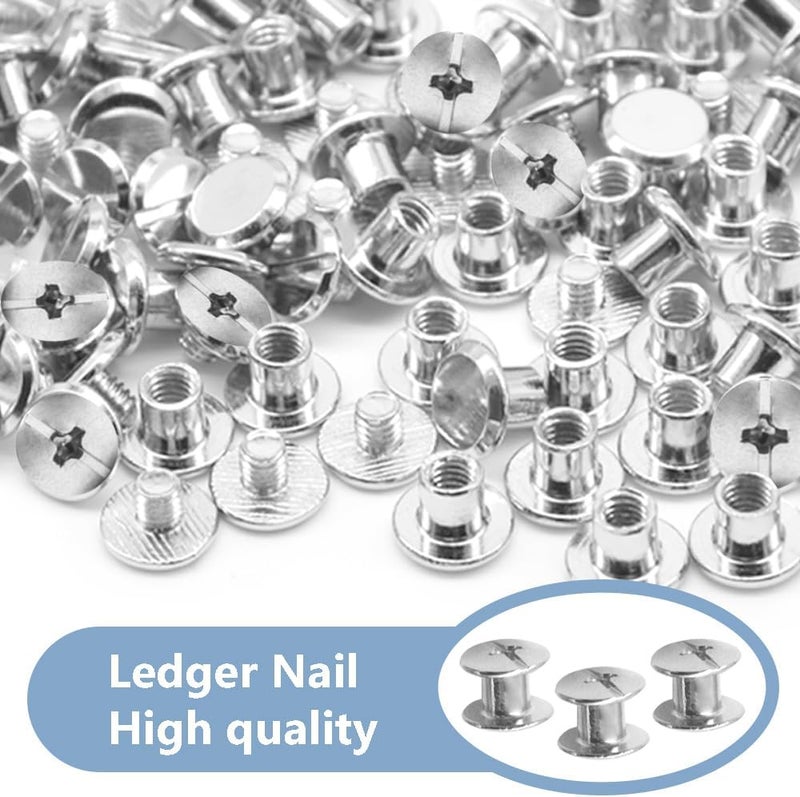 Ruidee 100Pcs/50Set Chicago Screws M5x5mm Book Binding Rivets Screw Posts Round Flat Head Stud Screw for DIY Leather Albums (DZBD/M5x5) - Image 5